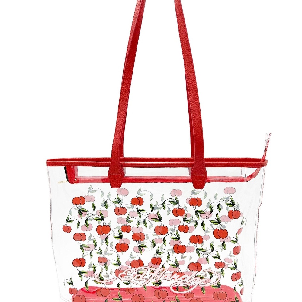 Ed Hardy Cherry Print Tote with Red Accents